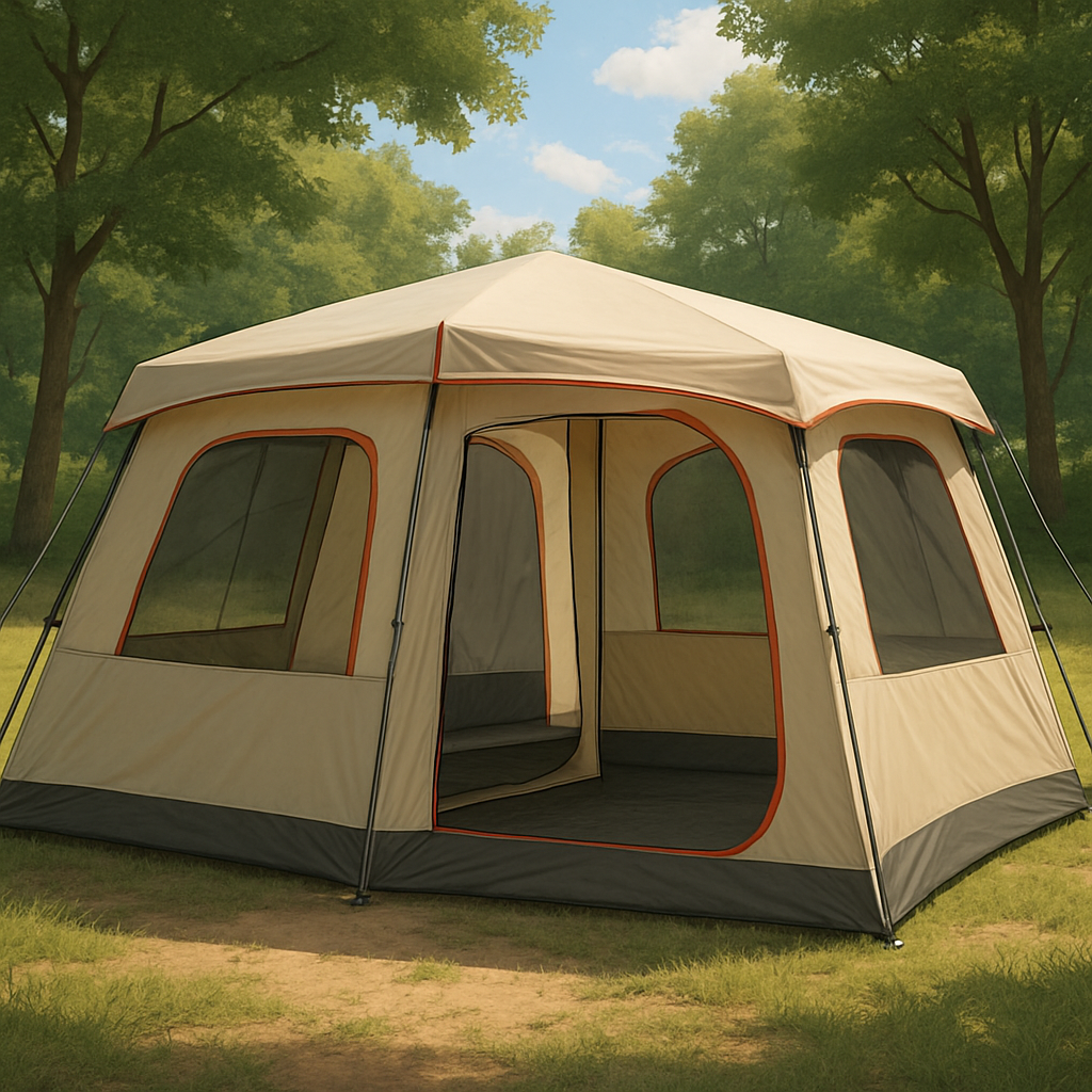 three person cabin tent with room dividers image
