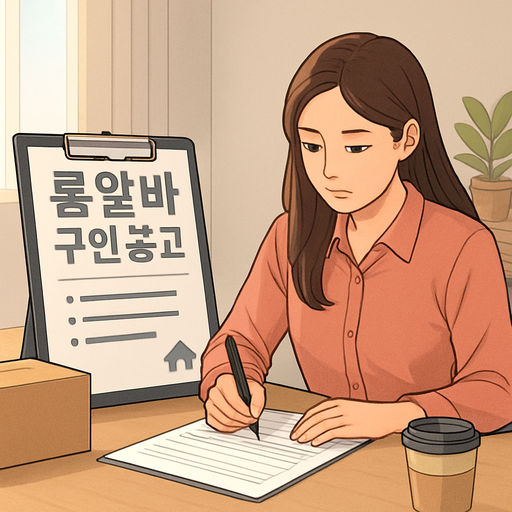 룸알바 구인 공고 예시와 지원서 작성 이미지